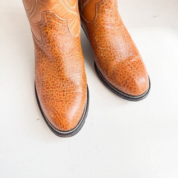 Caborca Western Cowboy Brown Leather Boots 9 - Picture 11 of 11